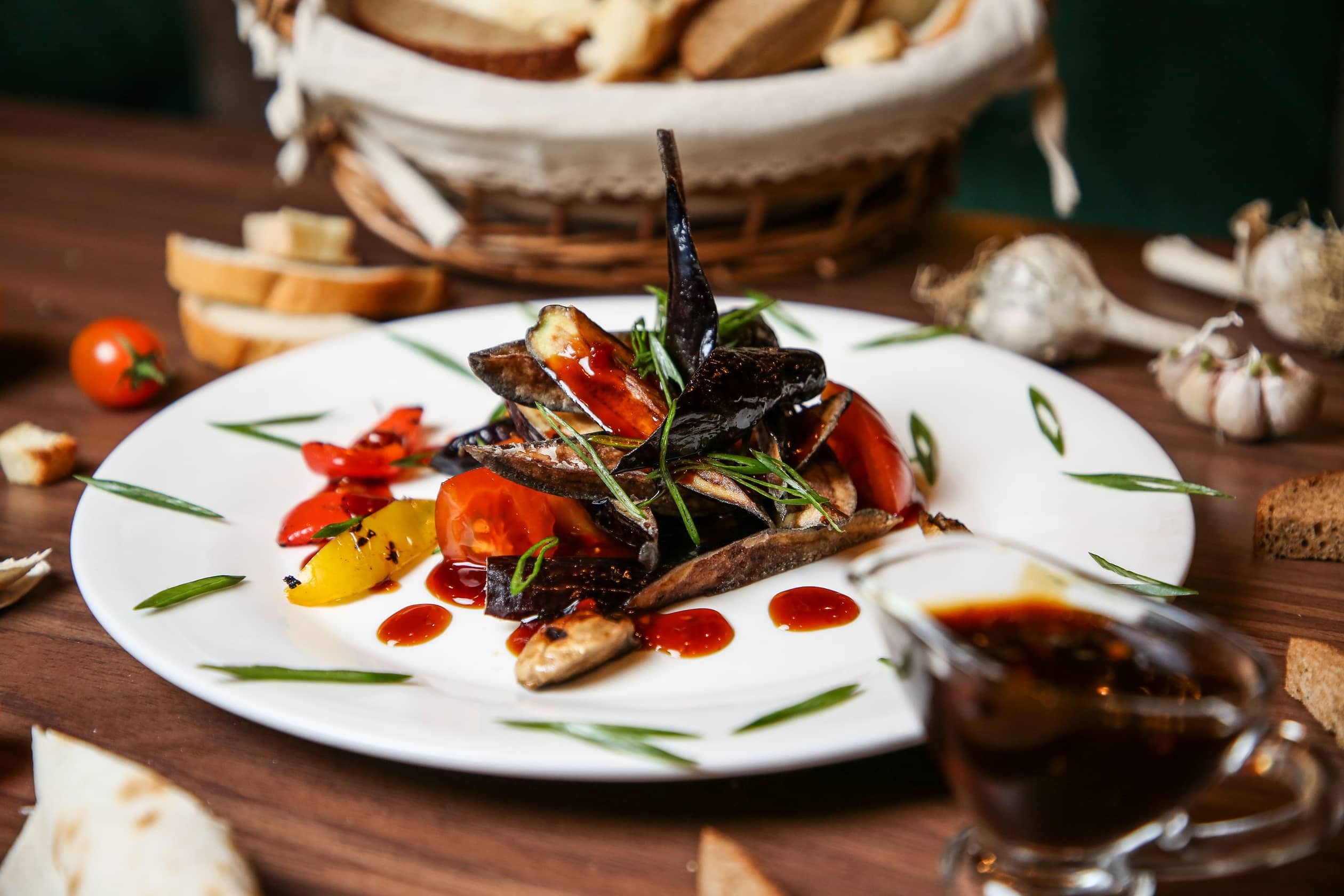 front view salad of fried vegetables eggplant toma 2024 10 18 05 59 34 utc